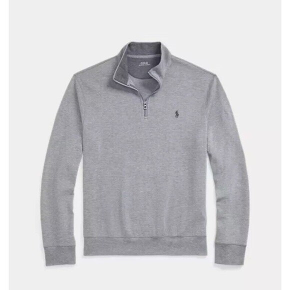 K25 Ralph Lauren POLO Soft French Rib 1/4” Pullover Heather Gray Sz L NWOT - Picture 4 of 10
